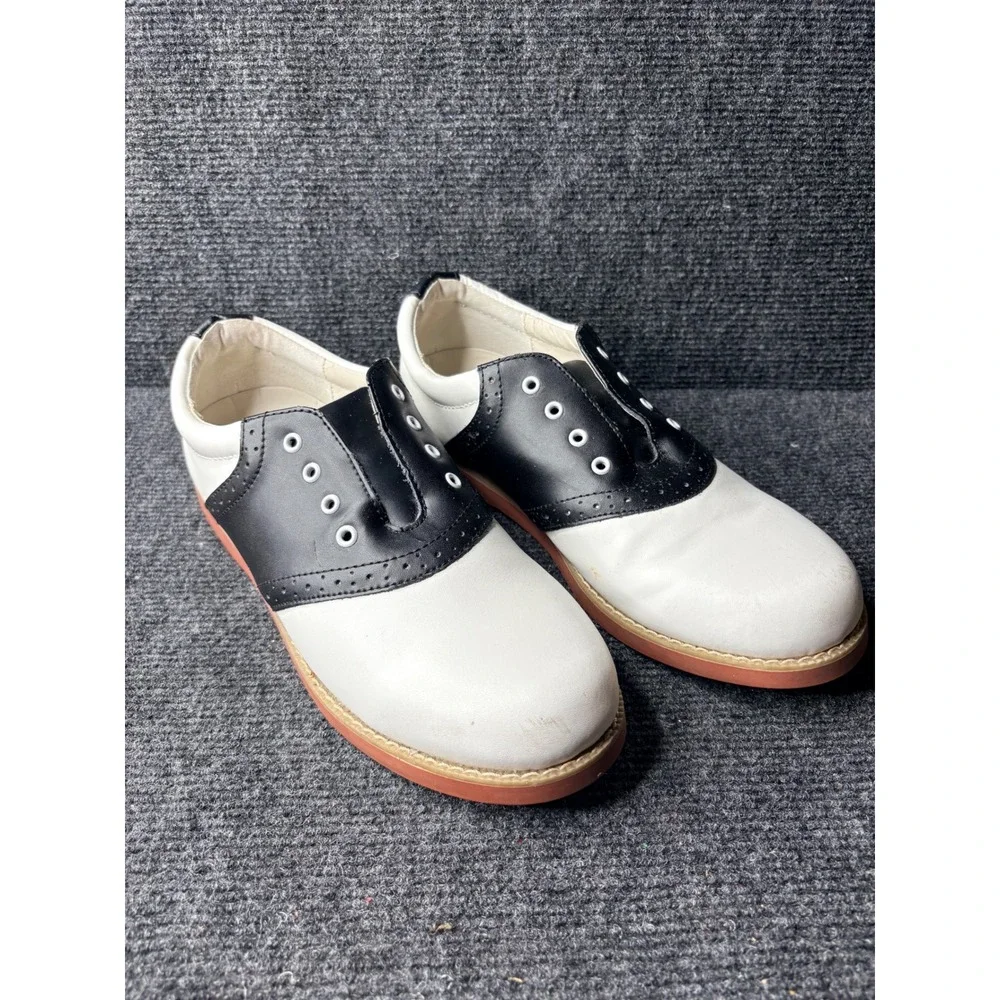 Academie Gear Cheer Saddle Shoes Black White Leather Oxford FXY0914 Mens 8.5M